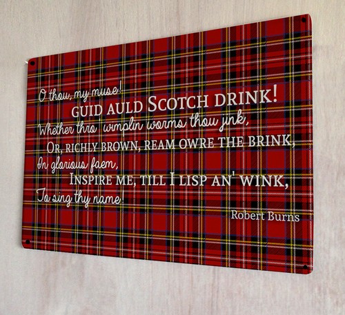 Scotch Drink Scottish tartan Burns Poem Whisky sign A4 metal plaque