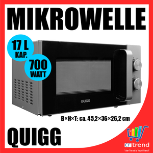 17 Liter Volumen Auftauen silber//schwarz MD18351 WOW QUIGG Mikrowelle 700 Watt