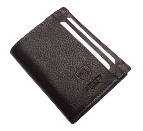 Men's Designer Wallet J Wilson Genuine Real Leather Gents purse Card Brown Black 