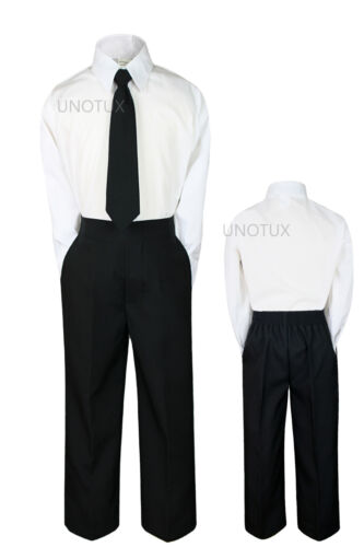 3pc bébé garçon jouet enfant Teen formel costume chemise blanche pantalon noir cravate S-20