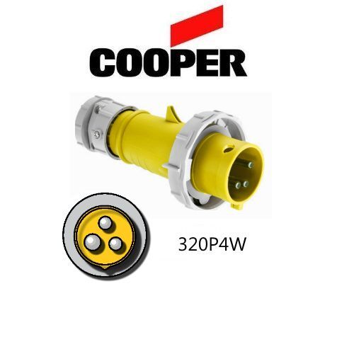 2P//3W 20A 125V IEC 309 320P4W Plug Cooper # AH320P4W Yellow