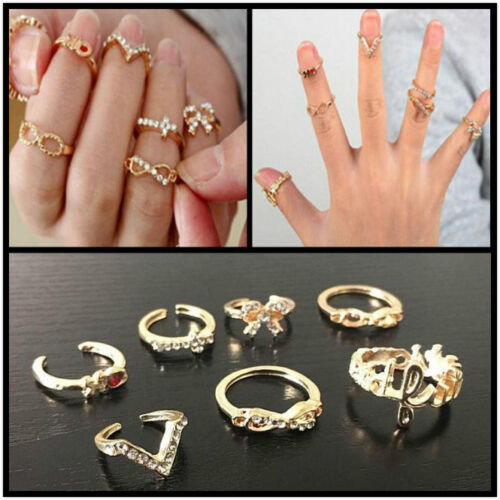 28 Styles Gold Silver Ring Set Above Knuckle stacking Band Midi Rings Boho
