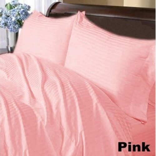 1000 Thread Count Glamorous Flat Sheet+2 Pillow Case Striped Colors UK Emperor 
