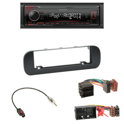 Kenwood KMM-204 USB Radio ISO Adapter für Fiat Panda 319 ab12 Blende schwarz