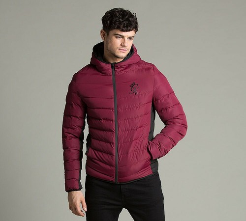 Mens Gym King Core Burgundy Puffer Jacket RRP £69.99 SA33