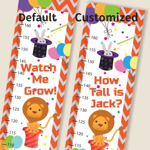 Growth Measurement Ruler Personalized Kid Height Chart Wall Decal Clown Circus