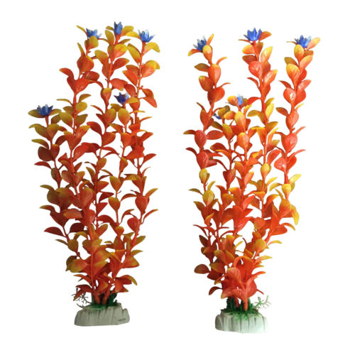2 Aquarium Fish Tank Plastic Plants Decoration Ornament 12" Tall Plant 
