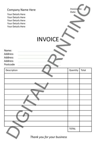 ORDER Details about  / PERSONALISED DUPLICATED A5 INVOICE RECEIPT BOOK QUOTATION
