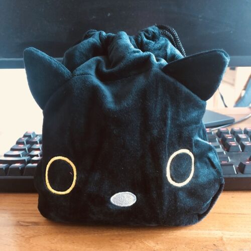 Japan black cat handbag cord storage bag makeup bags Phone bag 