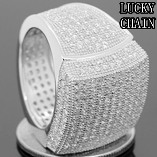MEN`S 925 STERLING SILVER BLING OUT LAB DIAMOND RING/18g G16 