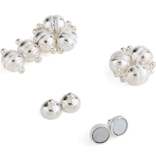 10X Magnet Verschluss Kettenverschluss 10mm Versilbert DE X5E6 Q6 S1E5 3X