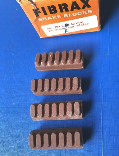 NEW VINTAGE 1970s RED FIBRAX 291 BRAKE BLOCKS,42MM LONG,IDEAL FOR MAFAC,WEINMANN