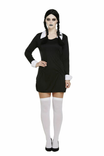HALLOWEEN SCARY DAUGHTER OUTFIT FANCY DRESS FAMILY COSTUME WEDNESDAY ADAMS