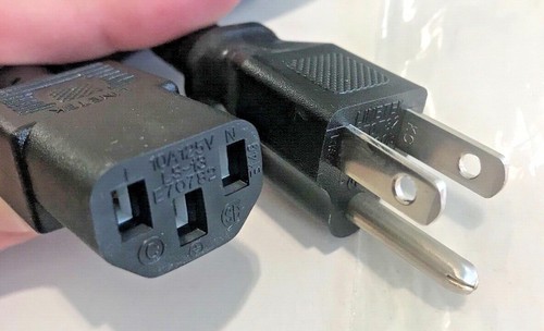 2 x NEW 3 PRONG AC POWER CORD CABLE 5.5 FT VIDEO GAMES COMPUTERS MONITORS