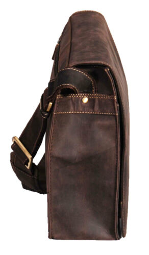 Mens Messenger BROWN Leather Bag VINTAGE Laptop Office Uni Casual Record Bag NEW