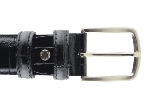 Cintura da uomo in pelle nera con stampa cocco artigianale made in Italy