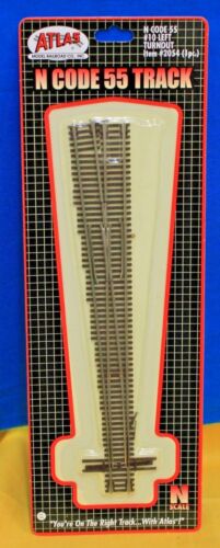 ATLAS 2054 Code 55 # 10 Left Hand Manual Turnout N Scale 