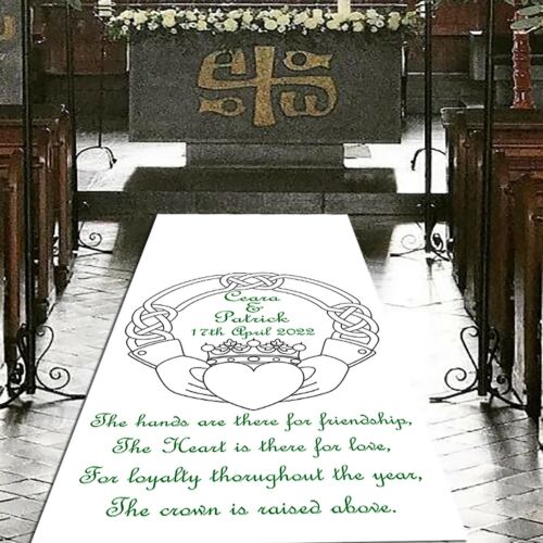 Personalised WEDDING AISLE RUNNER Irish CLADDAGH Style Venue Decoration 