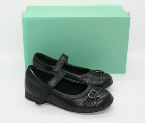 Clarks Infant Girls Dolly Heart Black Leather School Shoes Various Sizes BNIB