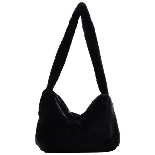 Women Warm Fur Handbag Plush Shoulder Underarm Bags Soft Fluffy Clutch Pouch Bag