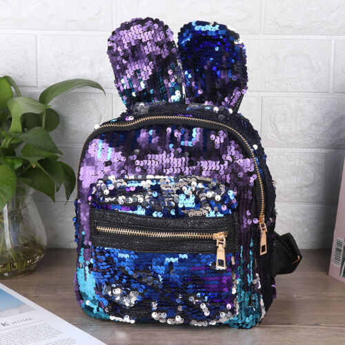 Girls Sequins Backpack Glitter Travel Dazzling Rucksack Handbag Shoulder Bag New