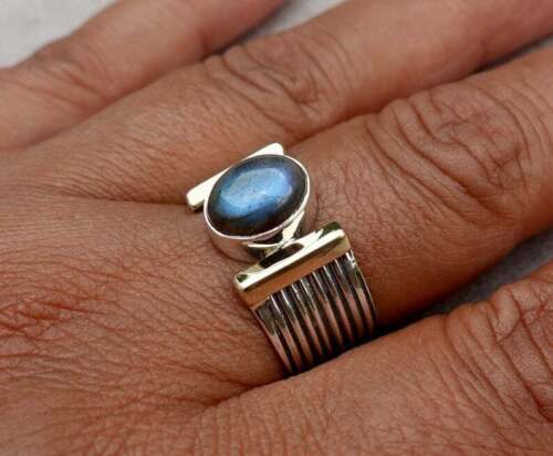 Labradorite Stone Ring Solid 925 Sterling Silver Band Ring Handmade Jewelry R110 