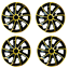 QUADGold 15 Inch Wheel Trim Set Gloss Black Set of 4 Univers Hub Caps Covers