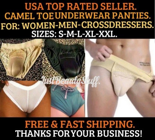 BLACK CAMEL TOE FAKE VAGINA UNDERWEAR PANTIES KNICKERS BRIEFS USA SELLER