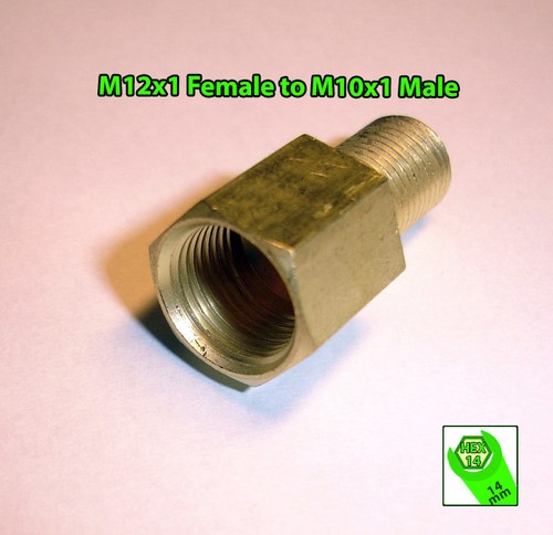 Brake Line Pipe Brass M12x1 Female to M10x1 Male Fitting Connector Coupler