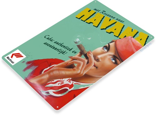Signo de estaño Martinair cigarro cubano LA HABANA El humo del tabaco Tienda Bar signo A119