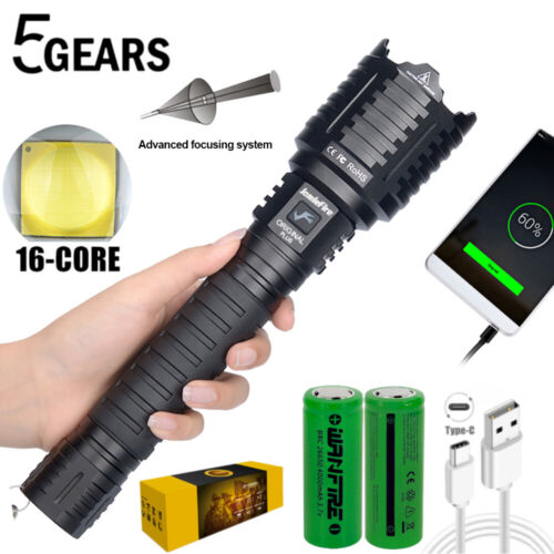 Details about  / XHP160 16-Core LED Flashlight USB Rechargeable Torch Light 26650 Most Powerful