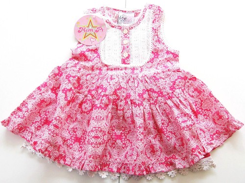 OA Kleid Gr.86 80 Mim-Pi NEU 100/% Baumwolle rosa pink Spitze baby sommer