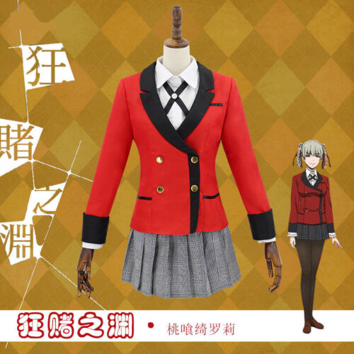 Kakegurui Yumeko Jabami Kirari Momobami School Uniform Cosplay Costume