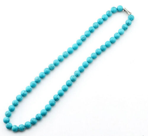 collier 20 in 8 mm naturel natural Turquoise Pierres précieuses perles rondes environ 50.80 cm