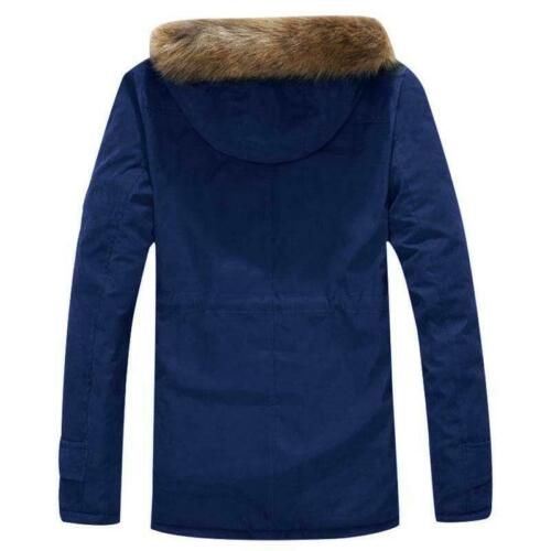 Winter Men/'s Fur Collar Coat Thicken Jacket Hooded Warm Parka Down Cotton