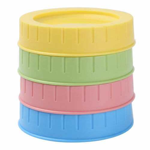 4Pcs Leakproof Plastic Storage Lids Cap w//Seal Ring Gasket For Mason Jar Canning