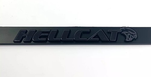 Black License Plate Frame w// Black Challenger /& Charger Hellcat Script /& Emblem