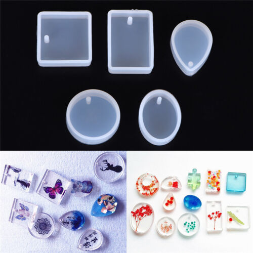 5pcs Silicone Mould Set Craft Mold For Resin Necklace jewelry Pendant Making CFH