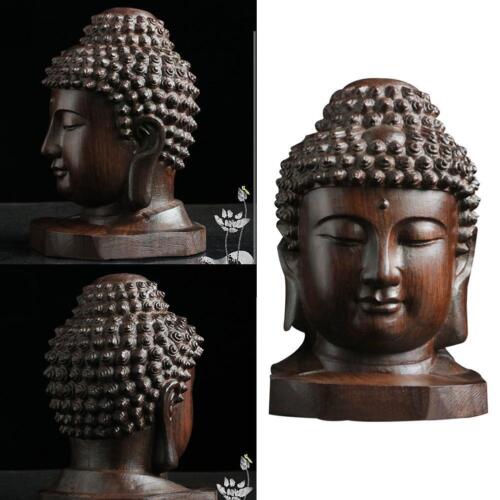 6CM Chinese Wood Carved Shakyamuni Amitabha Buddha Tathagata Head Statue 