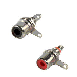 2 Fiches RCA Femelle Chassis Répérage Rouge et Noir Connections à souder