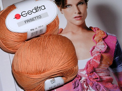 600 g Frisetto Gedifra WOLLE leichte Baumwolle Mandarine Orange Apricot SOMMER