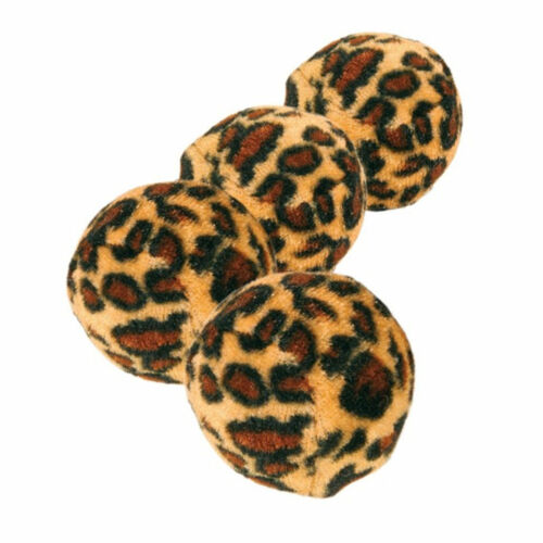 Trixie Paquete de 4 Bolas De Juguete Gato con estampado de leopardo y oculto Bell 4cm