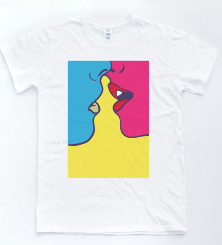 Kiss Pop Art Camiseta Arte Indie Hipster Retro Galería Tee Sketch francesa de color superior