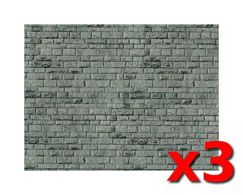 free post Vollmer 46052 3x Grey Brick Wall Cardboard OO//HO decor