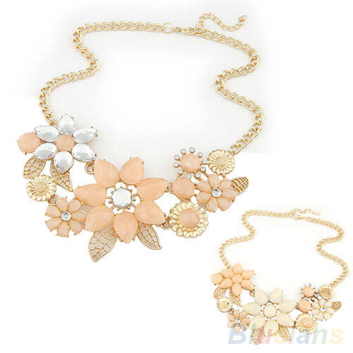 EE/_ EG/_ Fashion Womens Pink Flower Choker Bib Statement Necklace Collar Chain Pe