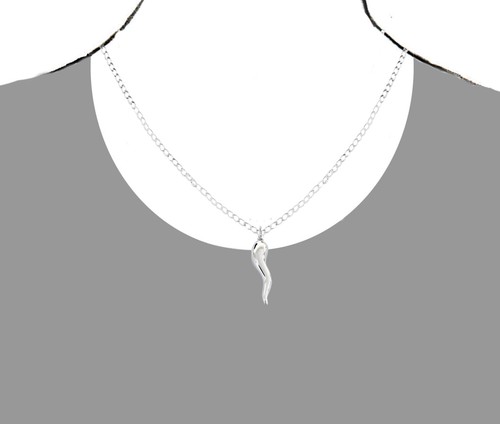 Argent Sterling Italien Corne Porte Bonheur Pendentif