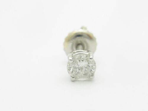 14k White Gold Genuine White Diamond .10ct Round G-SI Screw Back Stud Earring 