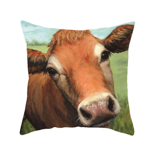 18x18 inch Cow Pillow Case Farm Animal Square Cushion Cover Couch Sofa Bed Decor
