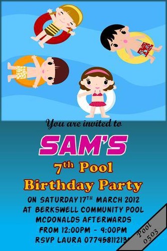 10 x Personalised Swimming Pool Birthday Party Invites with Envelopes 11