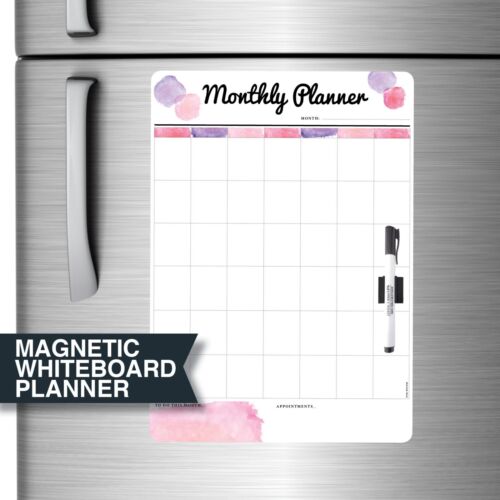 Magnetic Fridge Whiteboard DE3007 Pink Monthly Planner A3-30 x 42cm. 